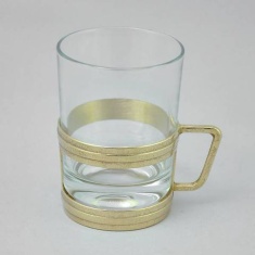 Стакан в подстаканнике &quot;Люкс&quot; (золотая латунь)