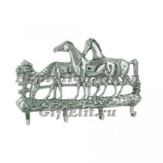 Ключница (крючок) настенная &quot;Три лошади&quot; (серебро)