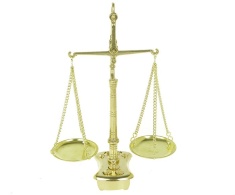 Весы декоративные с гирьками 24х7см (латунь, золото) Италия