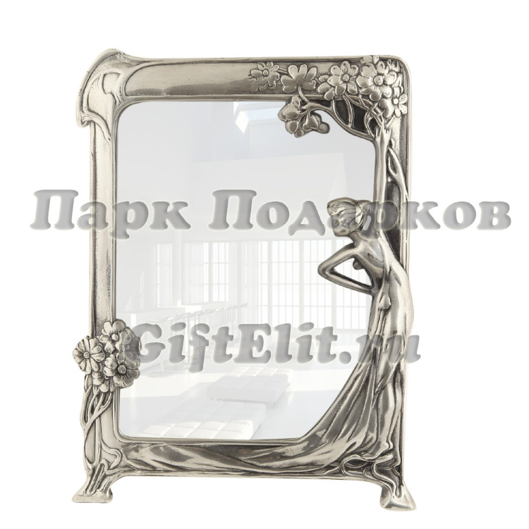 Зеркало настольное "Нимфа" 33см (латунь, серебро) Италия